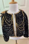 Buy_Ruchika Lath Label_Black Velvet Embroidery, Sequins, Studs, Chains K Pop Jacket _at_Aza_Fashions