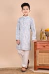 Buy_Taber Tikri_Blue Cotton Embroidery Thread Work Kurta And Pant Set _at_Aza_Fashions