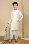 Buy_Taber Tikri_Off White Silk, Cotton Embroidery, Mirrors Faux Work Bundi And Kurta Set _Online_at_Aza_Fashions