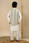 Shop_Taber Tikri_Off White Silk, Cotton Embroidery, Mirrors Faux Work Bundi And Kurta Set _at_Aza_Fashions