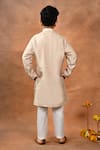 Shop_Taber Tikri_Beige Silk Embroidery Thread Kurta Set _at_Aza_Fashions