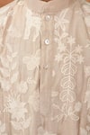 Taber Tikri_Beige Silk Embroidery Thread Kurta Set _at_Aza_Fashions
