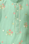 Shop_Taber Tikri_Green Chanderi Embroidery Thread Work Kurta And Pant Set _Online_at_Aza_Fashions