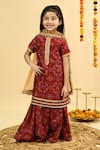 Buy_Taber Tikri_Maroon Chanderi Gota Patti, Tassels, Fringe Pure Kurta Set _at_Aza_Fashions