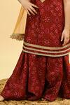 Buy_Taber Tikri_Maroon Chanderi Gota Patti, Tassels, Fringe Pure Kurta Set 