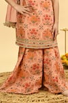 Buy_Taber Tikri_Peach Chanderi Zari, Tassels Mughal Pattern Kurta Set _Online_at_Aza_Fashions