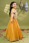 Buy_Taber Tikri_Mustard Chanderi, Tissue Mirrors, Tassels, Gota Embroidery Pure Lehenga Set _Online_at_Aza_Fashions