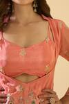 Buy_Naintara Bajaj_Peach Tissue Embroidery, Zari Scoop Neck Anjum Kurta And Palazzo Set _Online_at_Aza_Fashions