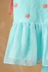 Buy_Casa Ninos_Blue Kota Doria Embroidery Peplum Top And Pant Set _Online_at_Aza_Fashions