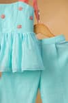 Casa Ninos_Blue Kota Doria Embroidery Peplum Top And Pant Set _at_Aza_Fashions