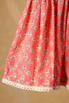 Buy_Casa Ninos_Peach Cotton Lace Floral Print Kurta And Sharara Set _Online_at_Aza_Fashions
