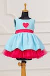 Buy_Casa Ninos_Pink Dupion Bows Heart Patch Blue Dress _at_Aza_Fashions