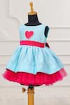 Shop_Casa Ninos_Pink Dupion Bows Heart Patch Blue Dress _Online_at_Aza_Fashions