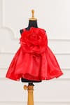 Buy_Casa Ninos_Red Organza Fabric Flowers Scarlet Rose Dress _at_Aza_Fashions