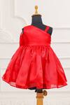 Shop_Casa Ninos_Red Organza Fabric Flowers Scarlet Rose Dress _at_Aza_Fashions