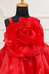Buy_Casa Ninos_Red Organza Fabric Flowers Scarlet Rose Dress _Online_at_Aza_Fashions