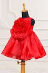 Casa Ninos_Red Organza Fabric Flowers Scarlet Rose Dress _at_Aza_Fashions