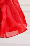 Buy_Casa Ninos_Red Organza Fabric Flowers Scarlet Rose Dress 