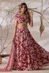Buy_Damoiselle_White Viscose Georgette Sequins, Beads, Zari, Madhubala Printed Lehenga Set _Online_at_Aza_Fashions