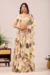Damoiselle_Ivory Viscose Georgette Embroidery Dori Meadow Floral Print Lehenga Set _Online_at_Aza_Fashions