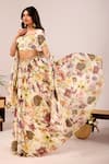 Buy_Damoiselle_Ivory Viscose Georgette Embroidery Dori Meadow Floral Print Lehenga Set _Online_at_Aza_Fashions
