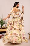 Shop_Damoiselle_Ivory Viscose Georgette Embroidery Dori Meadow Floral Print Lehenga Set _at_Aza_Fashions