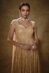 Renee label_Gold Viscose Georgette, Net Sunehri Threadwork Anarkali And Dupatta Set _Online_at_Aza_Fashions