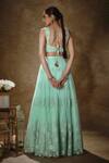 Shop_Renee label_Mint Net Embroidery, Sequins, Stones Square Neck Nyra Floral Lehenga Set _at_Aza_Fashions