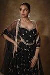 Renee label_Black Viscose Georgette, Organza Embroidery, Shayra Lehenga Set With Dupatta _Online_at_Aza_Fashions