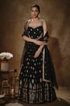 Buy_Renee label_Black Viscose Georgette, Organza Embroidery, Shayra Lehenga Set With Dupatta _at_Aza_Fashions