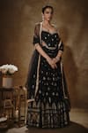 Buy_Renee label_Black Viscose Georgette, Organza Embroidery, Shayra Lehenga Set With Dupatta 