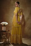 Shop_Renee label_Yellow Viscose Georgette, Tissue Sequins, Tahira Embroidered Kurta Sharara Set _at_Aza_Fashions