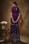 Shop_Renee label_Gold Viscose Georgette, Tissue Embroidery, Vamila Royal Purple Kurta Gharara Set _at_Aza_Fashions