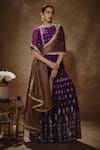 Renee label_Gold Viscose Georgette, Tissue Embroidery, Vamila Royal Purple Kurta Gharara Set _at_Aza_Fashions