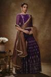 Buy_Renee label_Gold Viscose Georgette, Tissue Embroidery, Vamila Royal Purple Kurta Gharara Set _at_Aza_Fashions