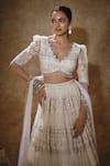 Buy_Renee label_Ivory Net Sequins, Stones, Ekasha Embroidered Soft Lehenga Set With Dupatta _Online_at_Aza_Fashions