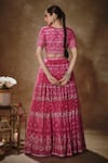 Shop_Renee label_Pink Net Embroidery, Sequins, Stones, Beads Round Neck Keisha Lehenga Set _at_Aza_Fashions