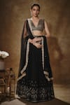 Buy_Renee label_Black Viscose Georgette, Net Embroidery, Tarini Lehenga Set With Dupatta _at_Aza_Fashions