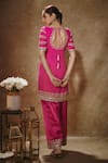 Shop_Renee label_Pink Viscose Georgette, Silk, Tissue Embroidery, Amaya Kurta Salwar Set _at_Aza_Fashions