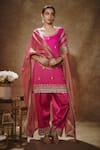 Buy_Renee label_Pink Viscose Georgette, Silk, Tissue Embroidery, Amaya Kurta Salwar Set _at_Aza_Fashions