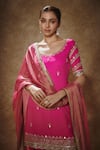 Shop_Renee label_Pink Viscose Georgette, Silk, Tissue Embroidery, Amaya Kurta Salwar Set _Online_at_Aza_Fashions