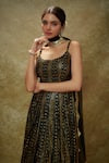 Renee label_Black Viscose Georgette, Net Sequins, Iris Embroidered Anarkali And Dupatta Set _Online_at_Aza_Fashions