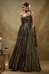 Buy_Renee label_Black Viscose Georgette, Net Sequins, Iris Embroidered Anarkali And Dupatta Set _Online_at_Aza_Fashions