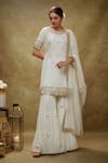 Buy_Renee label_Ivory Viscose Georgette, Net Mirrors, Jasmine Embroidered Kurta Sharara Set _at_Aza_Fashions