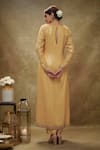Shop_Renee label_Gold Viscose Georgette, Cotton Satin, Net Embroidery, Zoya Work Kurta Pant Set _at_Aza_Fashions