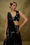 Renee label_Black Viscose Georgette, Crepe, Net Embroidery, Lily And Work Lehenga Set _Online_at_Aza_Fashions