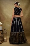 Shop_Renee label_Black Viscose Georgette, Crepe, Net Embroidery, Lily And Work Lehenga Set _at_Aza_Fashions
