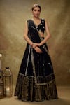 Buy_Renee label_Black Viscose Georgette, Crepe, Net Embroidery, Lily And Work Lehenga Set _at_Aza_Fashions
