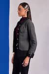 Buy_Zazu_Black Wool Collared Duchess Herringbone Pattern Jacket _at_Aza_Fashions