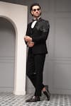 Soniya G_Black Suiting, Cotton Beads Noir Opulence Embellished Tuxedo Blazer Set _at_Aza_Fashions